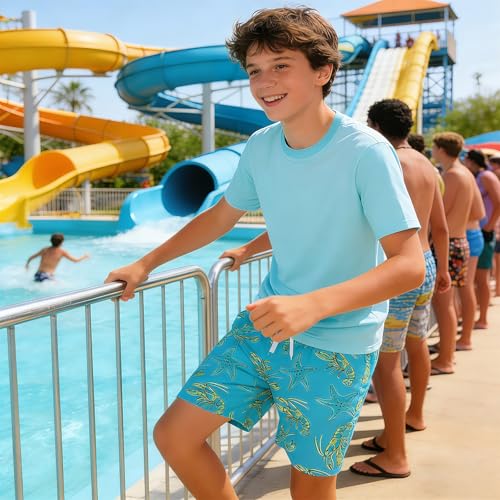 Boys Swim Trunks with Compression Liner - 5-6 Years Lobster