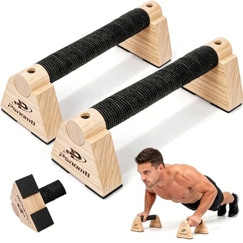 Wooden Push Up Bars - Non-Slip Parallettes for Strength Training