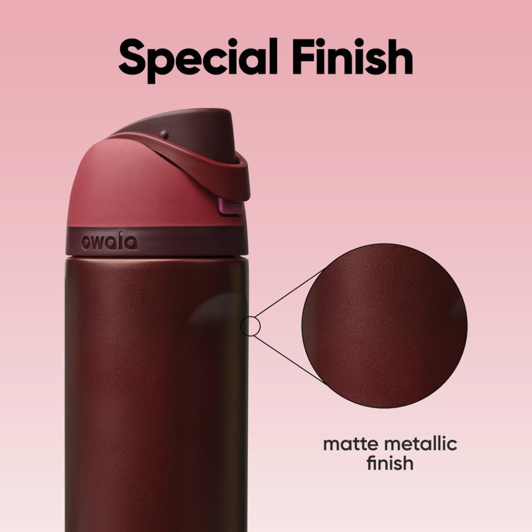 Owala FreeSip Insulated Stainless Steel Water Bottle - BPA-Free, 24 Oz, Black Cherry | Perfect for Travel