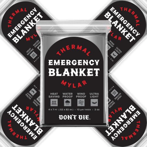 Emergency Thermal Mylar Space Blankets - 5 Pack - 4 x 7 ft