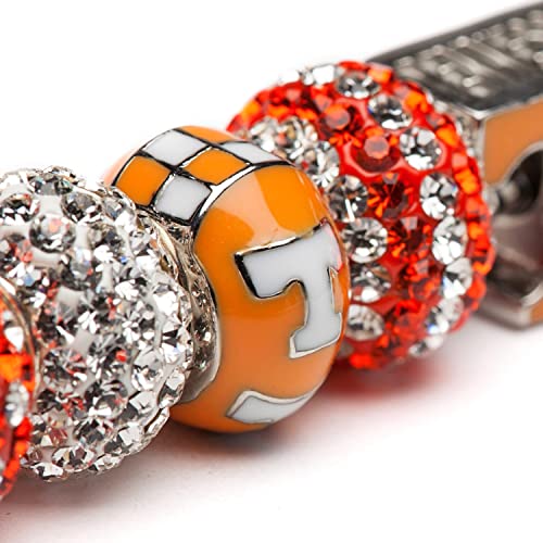 Tennessee Vols Charm for Bracelets - Orange & White Bead - Hypoallergenic Stainless Steel