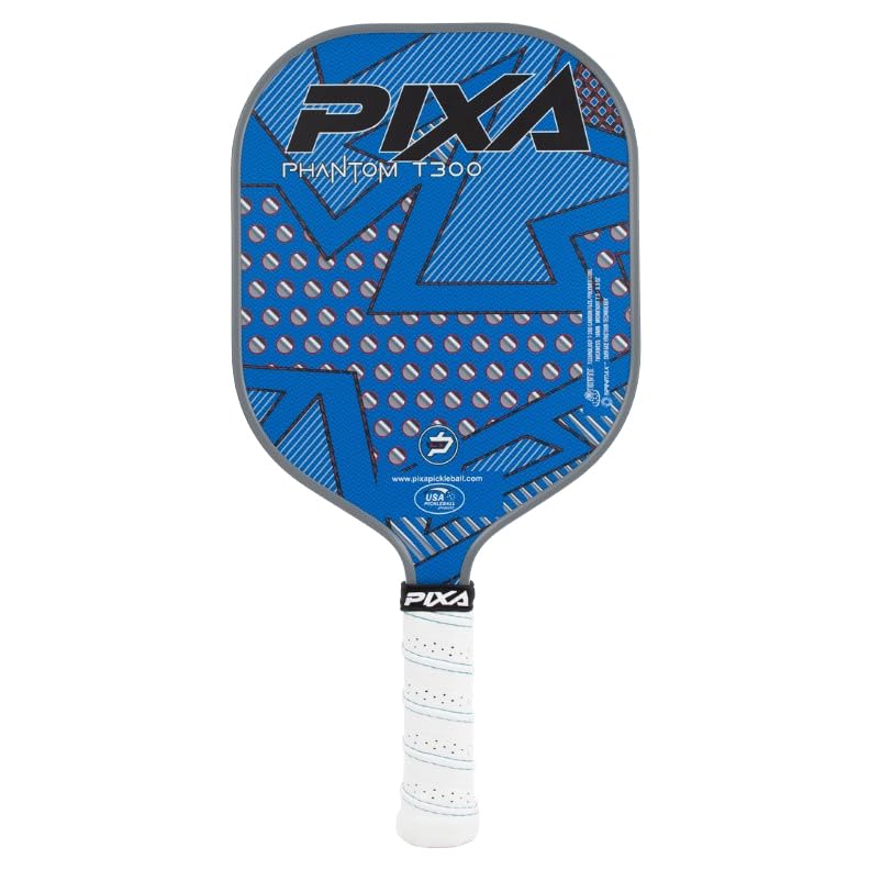 Phantom T300 Carbon Fiber Pickleball Paddle – Grit-Textured Surface for Spin & Control, Polypropylene Honeycomb Core, Tennis-Length Handle, Lightweight, USAPA Approved – PIXA Pickleball