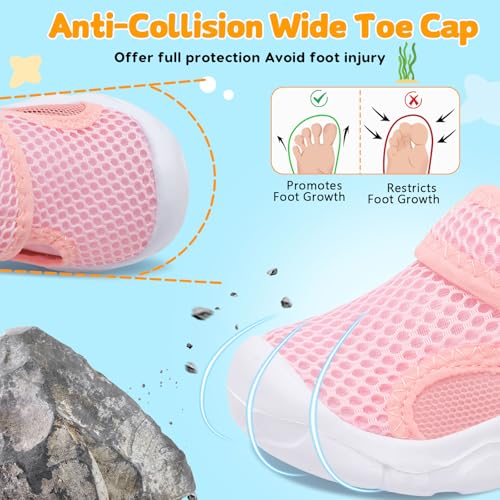 7 Toddler Water Shoes Pink - Quick-Dry Beach & Pool Sandals for Girls & Boys