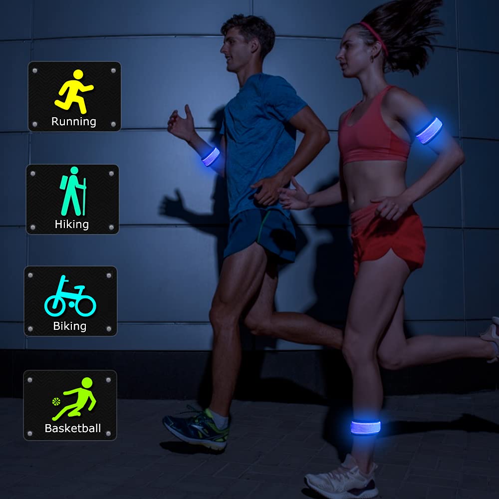 esonstyle 6 PCS Blue LED Light Up Band Slap Bracelets, Night Safety Wrist Band for Cycling Walking Running Concert Camping Outdoor Sports