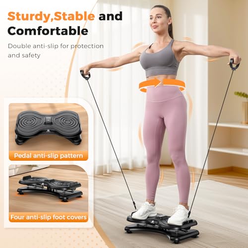 Waist Twist Board with LCD Display & Resistance Bands - Black
