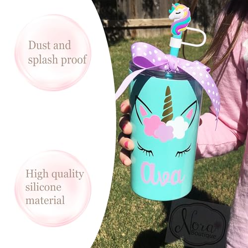 4PCS Silicone Straw Toppers - Unicorn Design for 10mm Straws