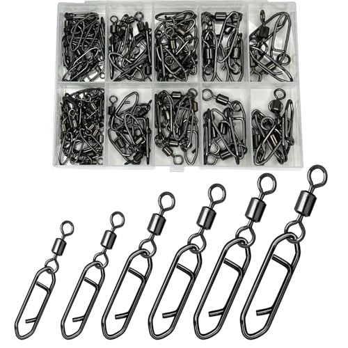 ENERHIKE 70Pcs Fishing Snaps & Barrel Swivels Set - High Strength Tackle for Saltwater & Freshwater