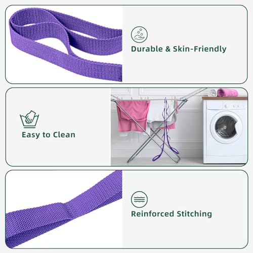 Stretching Strap Yoga Strap - 10 Loops Non-Elastic - Purple