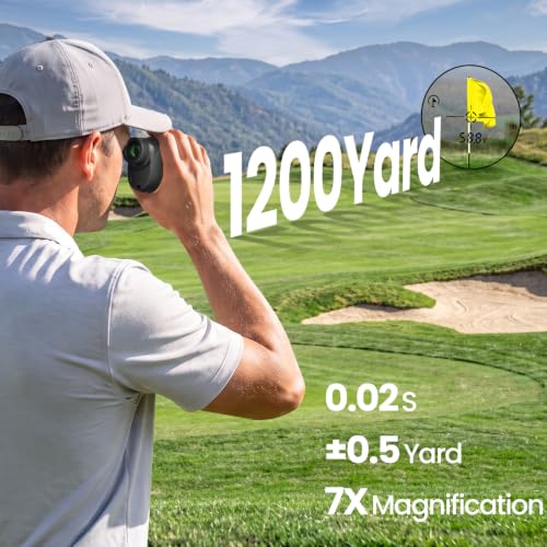 Golf Range Finder with Slope - 1200 Yards, Pin Lock Vibration, USB-C Rechargeable, IP54 Waterproof