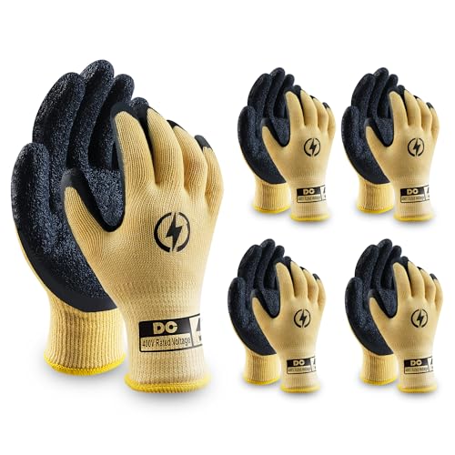 5 Pairs Insulated Electrician Gloves 400V Voltage Resistant Gloves Flame Retardant Work, Electrical Rubber Non-slip Texture Design for Electricians Prevent Shock