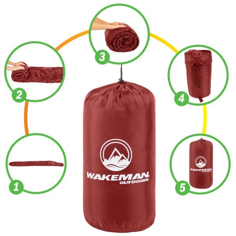 Mummy Sleeping Bag - Adult Cold Weather Sleeping Bag Rated to 25°F - Waterproof with Drawstring Hood - Camping Equipment by Wakeman Outdoors (Red)