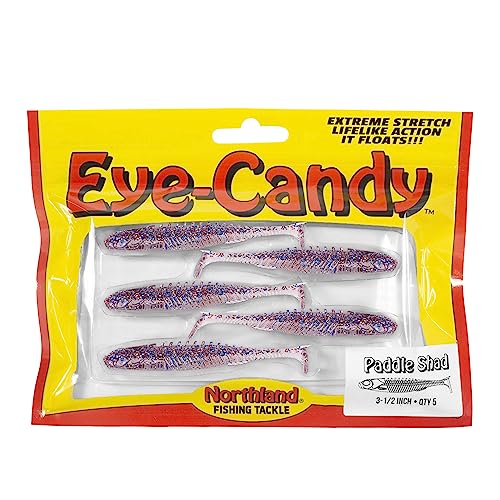 Eye Candy Paddle Shad Floating Soft Plastic Minnow Bait - Firecracker, 4"