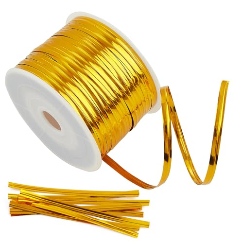Tangyinrd Gold Metallic Twist Ties 100 Yards Bread Candy Coffee Bag Ties Plant Garden Twist Ties for Parties Decorative Ties Cake Present Art Craft