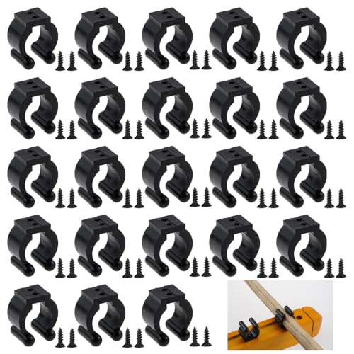 Fishing Rod Clips - 24 PCS Wall Mount Holder for 0.66" to 0.95" Poles - Black