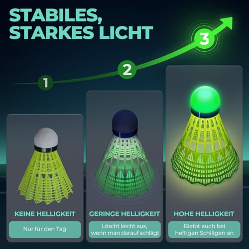 LED Glow Badminton Shuttlecocks - 6 Pack Birdies for Night Play
