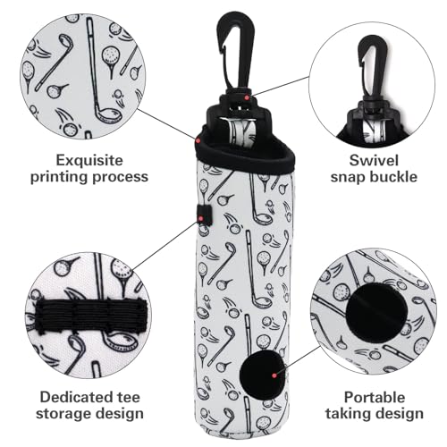 White & Pink Golf Ball Holder & Tee Pouch 2 Pack Lightweight Portable Golf Accessories