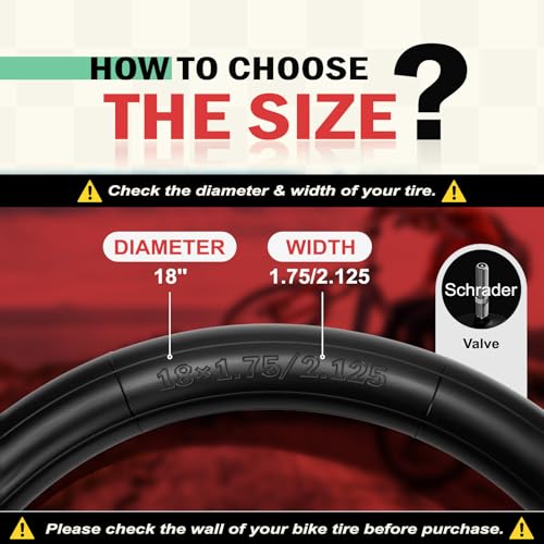 Bike Inner Tubes - 2-Pack 18" x 1.75/2.125, Puncture Resistant