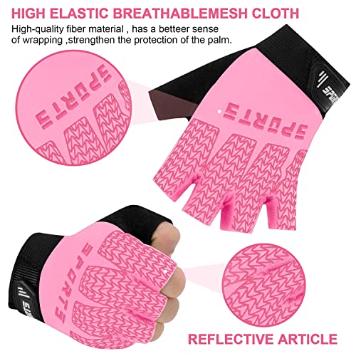 Kids Fingerless Cycling Gloves - Non-Slip Pink - Small
