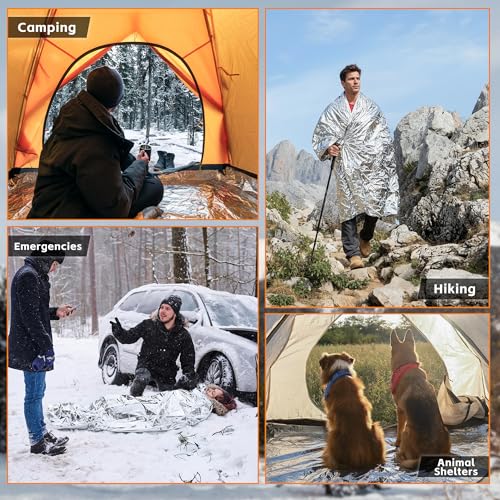 6-Pack Emergency Mylar Thermal Blankets for Survival & Outdoor Use