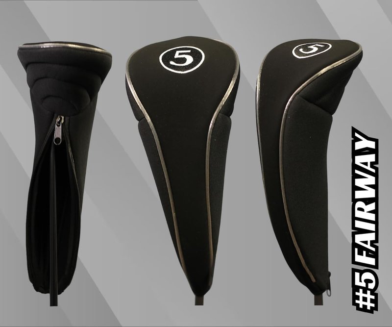 Black Golf Zipper Head Covers 3 5 7 Fairway Woods Headcovers Metal Neoprene Traditional Plain Protective Covers Fits All Fairway Clubs