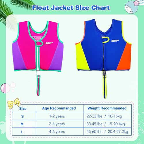 OMYAFL Toddler Swim Vest 4-6y Pink Large Adjustable Neoprene Buoyancy Jacket