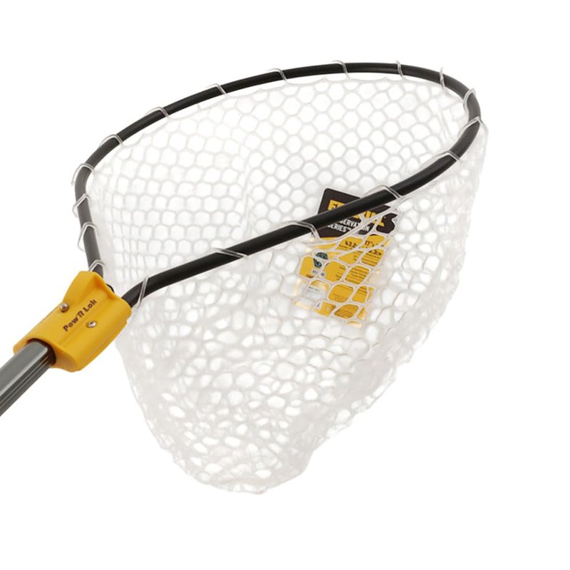 Frabill Conservation Slide Handle Net | Teardrop Hoop Size: 17" X 19" | Sliding Handle: 36" | Netting: Clear Rubber | Net Depth: 11",Black/Yellow