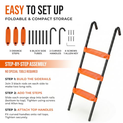 3-Step Trampoline Ladder - Universal Non-Slip Design for Kids