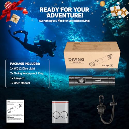 Odepro WD12 Dive Light 1400 Lumens Waterproof Underwater Flashlight