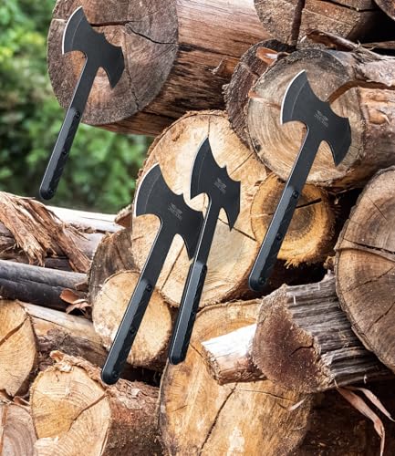 JXE JXO 3-Pack Throwing Axes and Tomahawks Set - Double Bite Hawks for Recreation