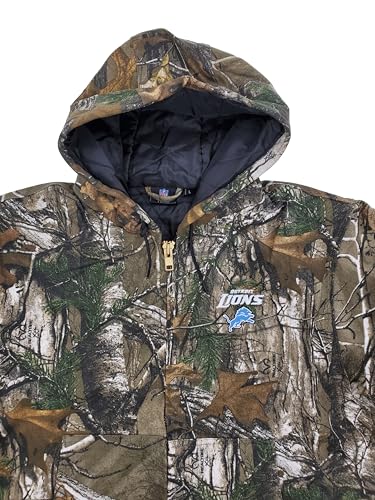 Camo Hooded Jacket - NFL Cotton Canvas - Detroit Lions - X-Large