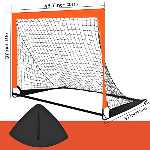 Portable 2 Pack 4' x 3' Kid Soccer Goals for Backyard & Indoor Use