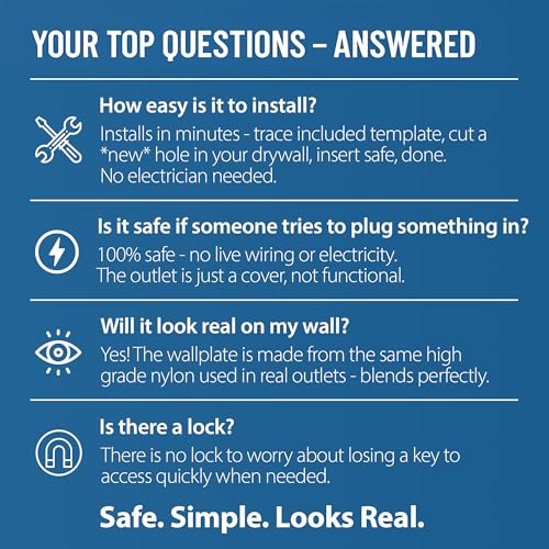 Wall Outlet Safe - Hidden Diversion Safe (Simple Install, Magnetically Attaches For Quick Access) Hiding Places for Valuables | Hide in Plain Sight Key Money Jewelry Cash Holder Safes Outlet Safe Box