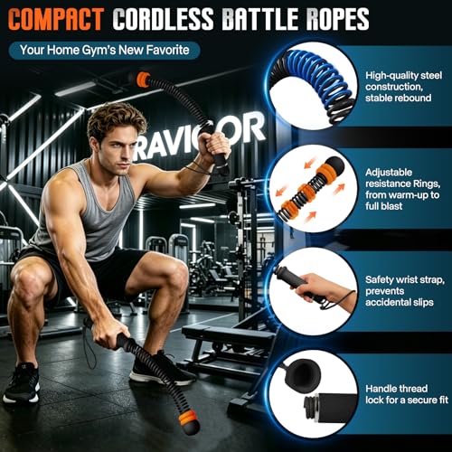 Cordless Weighted Battle Ropes – Adjustable Resistance for Home Gym - Black