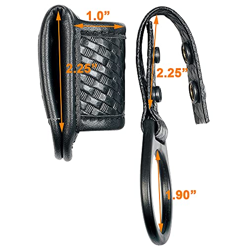TAFTACFR Basketweave Compact Flashlight Holder with Ring Strap - Open Top, Fits 1 inch & 1.9 inch Lights, D/C Cell Compatible, Basketweave Outer Snap