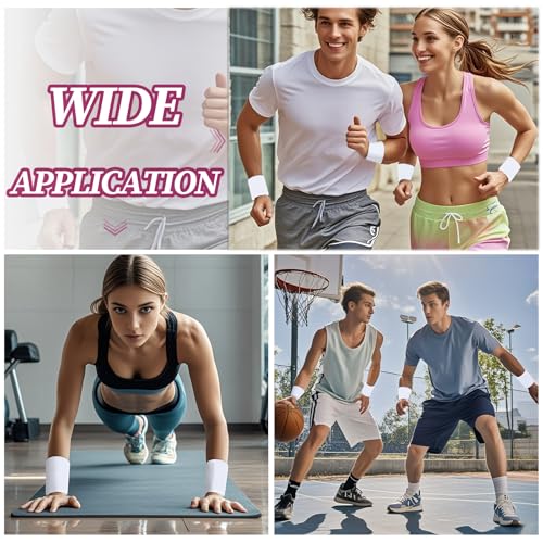 6 Pack Sweatbands - Breathable Wrist Bands for Sports - White