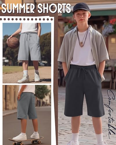 Oakgarden Boys Shorts 4-Pack - Sizes 13-14 Years, Black & Gray Variations