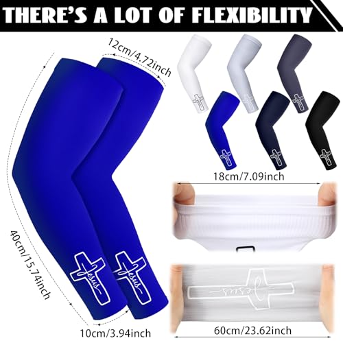 6 Pairs UV Sun Protection Cross Arm Sleeves for Men - Breathable, Moisture-Wicking