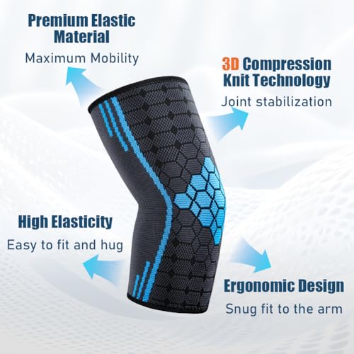 Elbow Brace Compression Sleeve - 2 Pack for Pain Relief & Support - Size S
