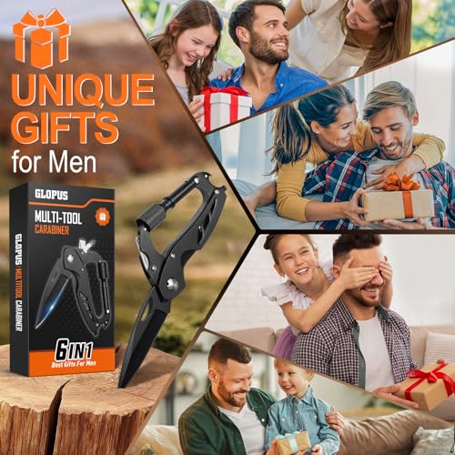 6-in-1 Multitool Carabiner with Pocket Knife - Large Black