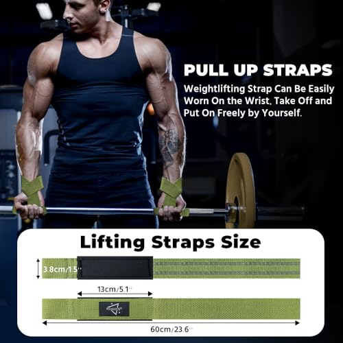 Padded Neoprene Weightlifting Straps for Power Lifting - Army Green