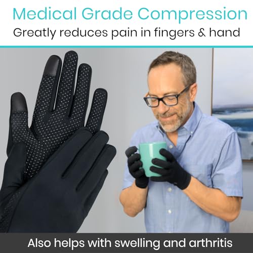 Vive Copper Arthritis Gloves Medium Black Full Finger Compression Support