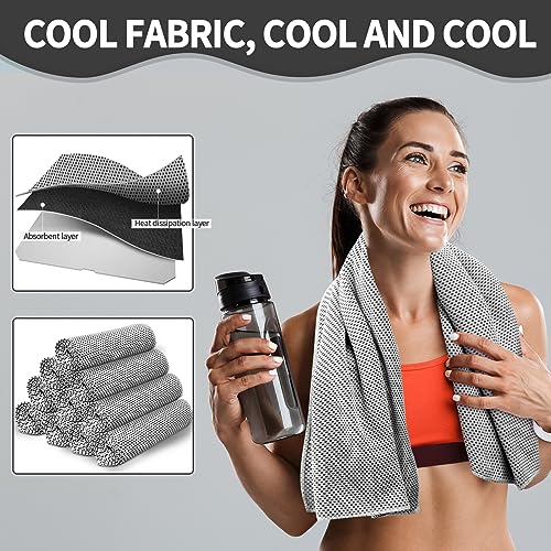 Cooling Towels Bulk - 10 Pcs Microfiber Neck & Face Towels, Grey