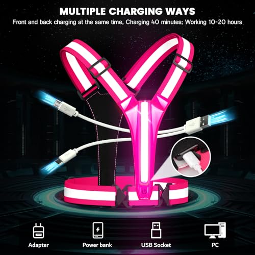 LED Reflective Running Vest - Rechargeable Safety Gear for Night Running