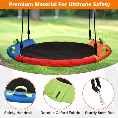 40 Inch Saucer Swing for Kids - Colorful Backyard Swing with Adjustable Straps