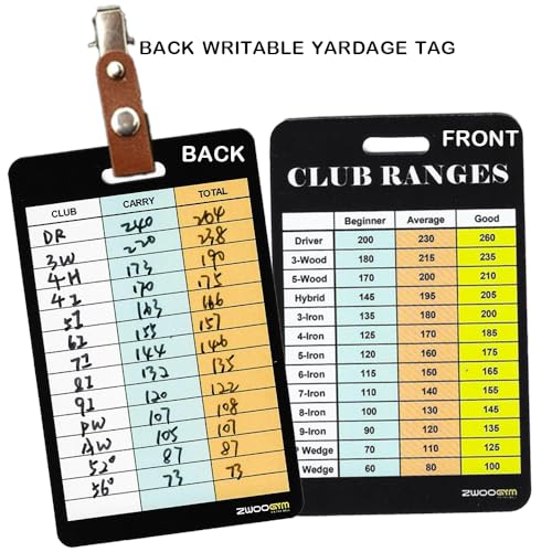 Golf Club Distance Range Cards with Holder - Back Writable