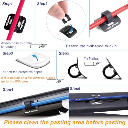Alloy Bike Cable Guide Clip Kit - 6 Sets with Base & Clips