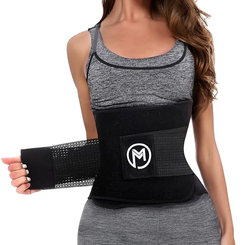 Waist Trimmer with Back Support - Sweat Belt for Men & Women - Black / M