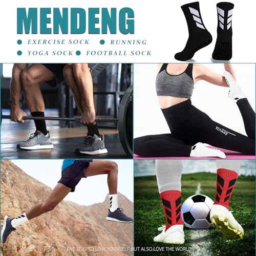 Grip Socks for Men - Non-Slip Training & Yoga Socks - 2 Pairs, Black & White