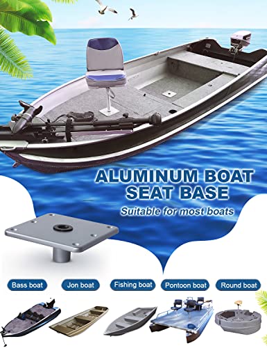 MATINA 1 Pack 7x7 Inch Aluminum Boat Seat Base with 3/4" Pin Post Socket, Heavy Duty Marine Seat Mount