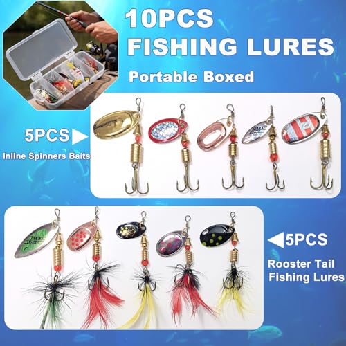 10PCS Spinner Fishing Lures Kit - Trout & Saltwater Inline Spinners